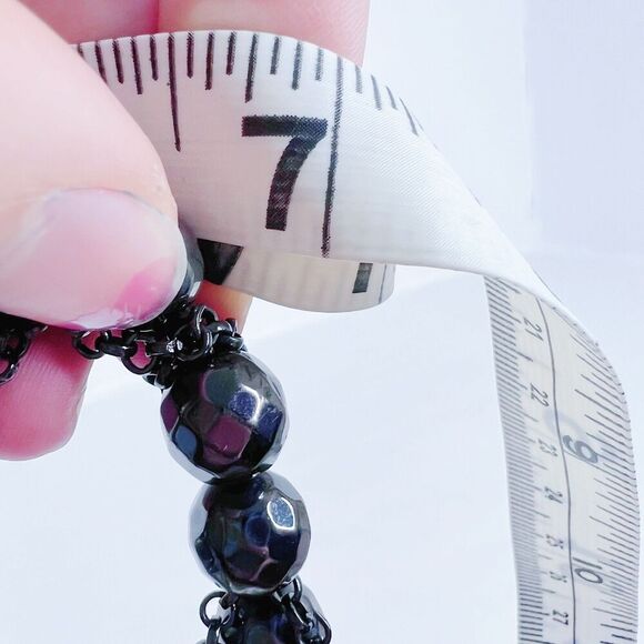 Set of 2 Black Chain Round Beaded Bracelets Gothic Grunge Punk Alt - Picture 3 of 4